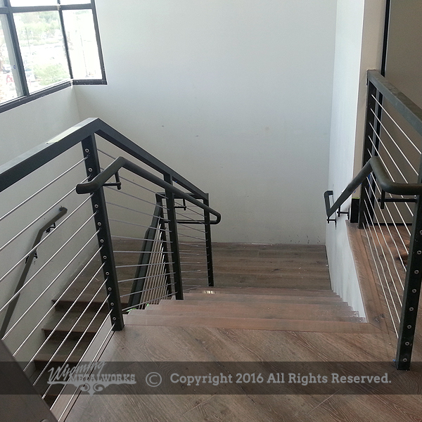 Cable stairwell railing