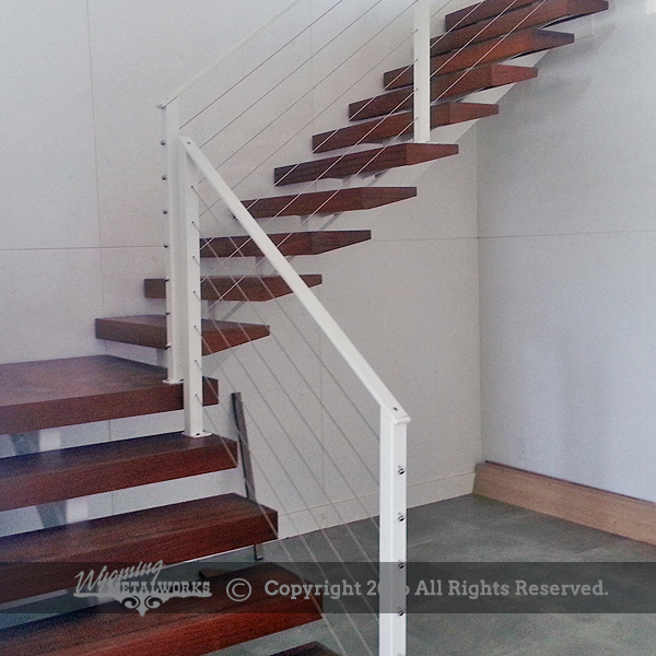 Custom Wooden Stairs and Cable railing